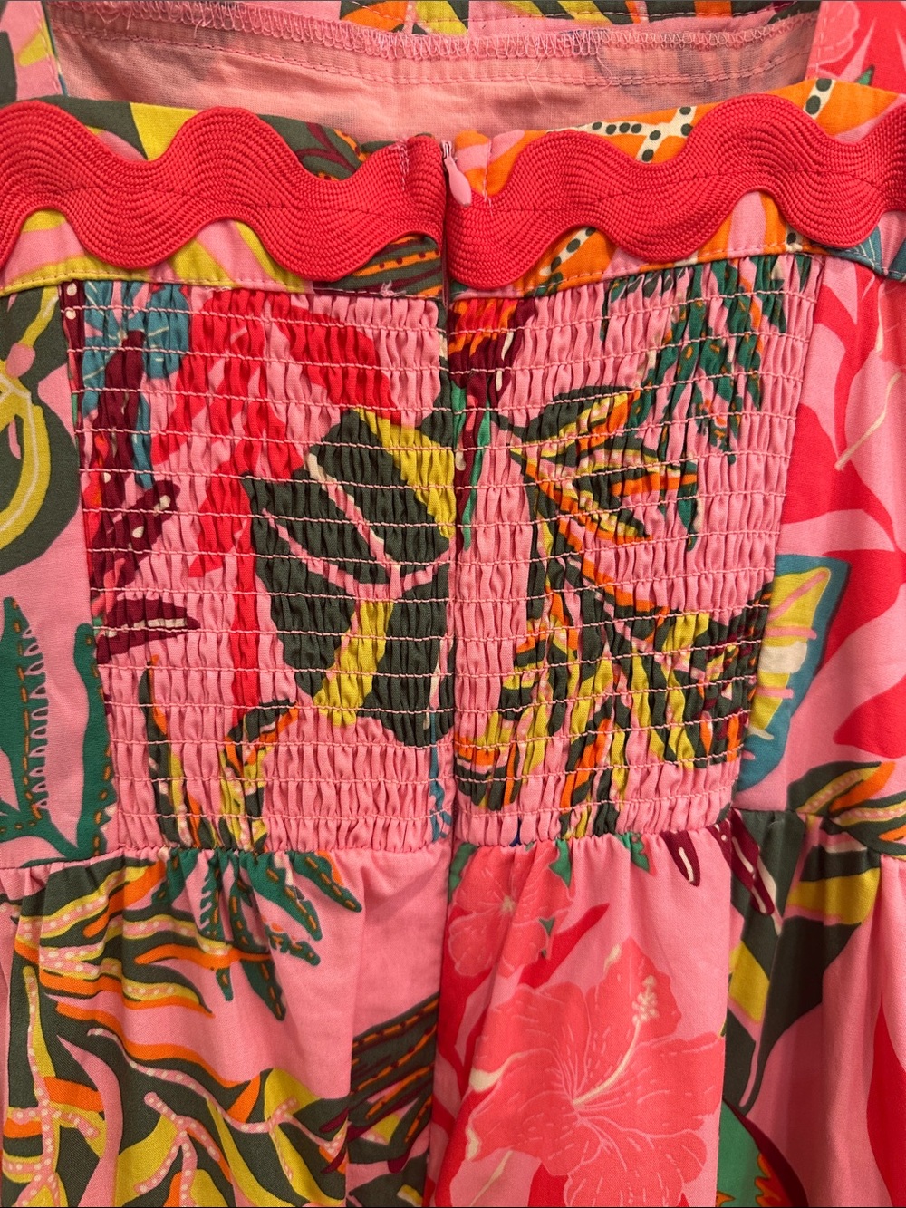 Avara Bright Pink Tropical Tie-Strap Sundress - Women's Large - Picture 6 of 8